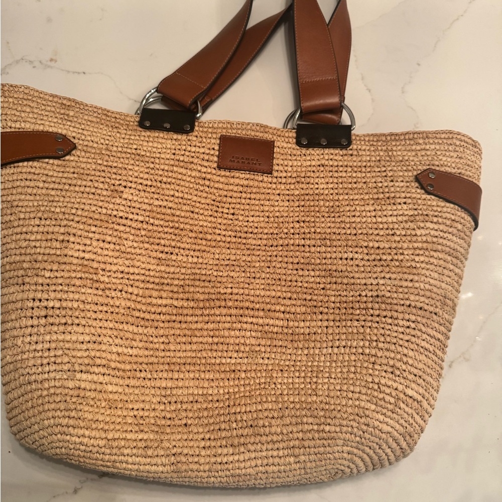 Isabel Marant Tan and Brown Leather Accent Tote